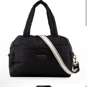NWT marc jacobs black quilted weekender duffel bag with STRAP
